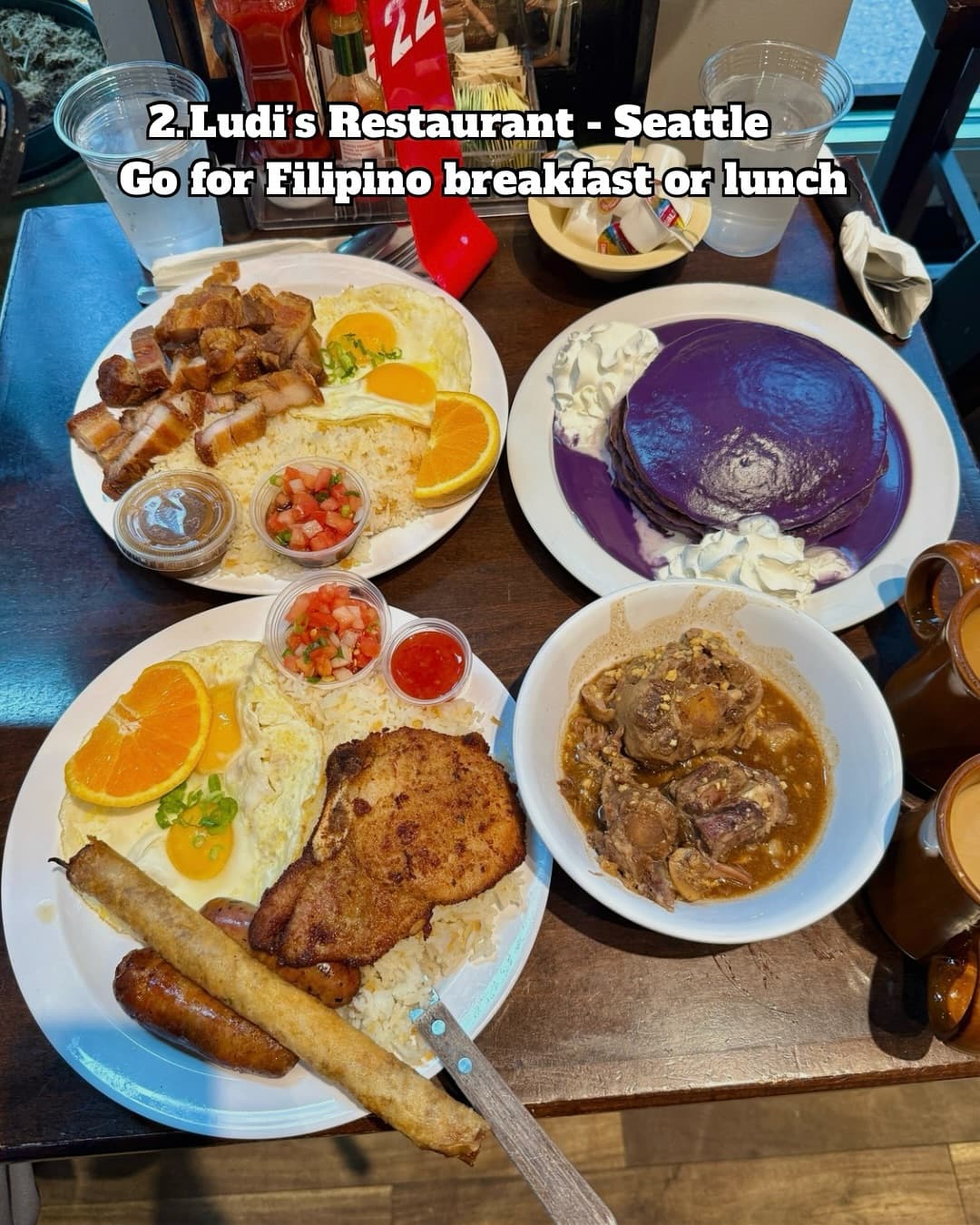 Ube pancakes at Ludi’s from Seattle Food Diva’s summer roundup